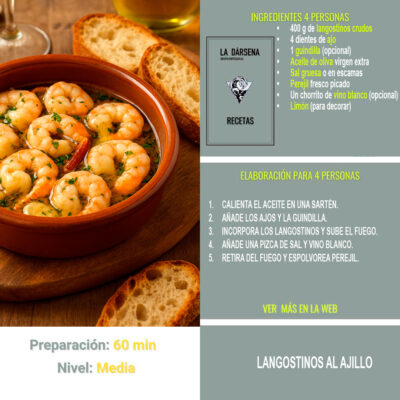 receta langostinos al ajillo en 10 minutos