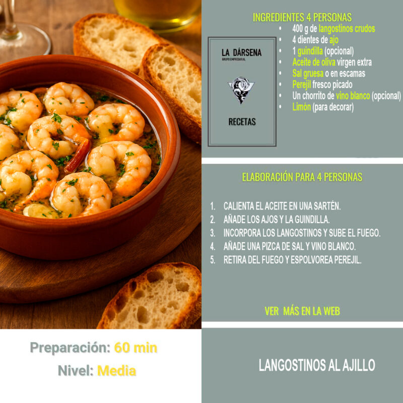 receta langostinos al ajillo en 10 minutos