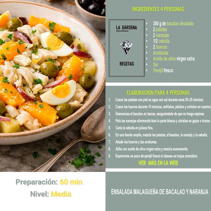 Recetas ensalada malagueña de bacalao y naranja
