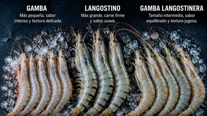 Diferencia entre gamba, langostino y gamba langostinera