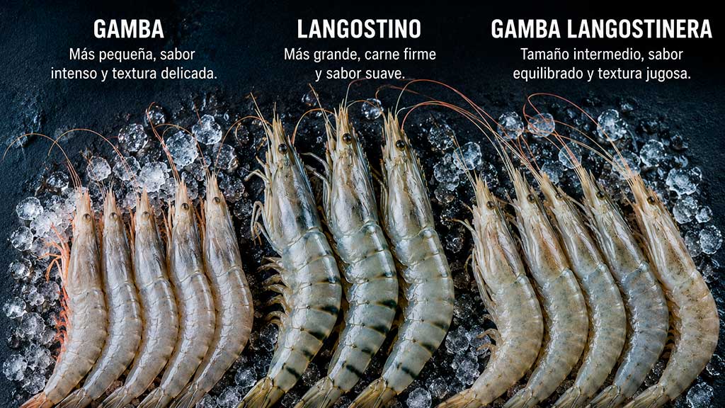 Diferencia entre gamba, langostino y gamba langostinera
